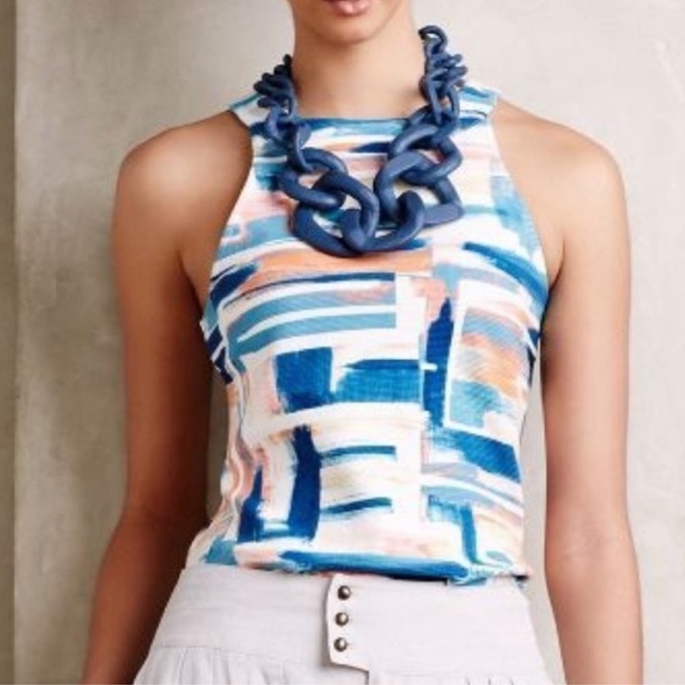 NWOT Anthropologie Deletta Brushstroke Isa High Neck Tank